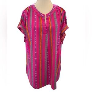 DEAR SCARLETT
Bright Geometric Stripe Blouse · Size XL